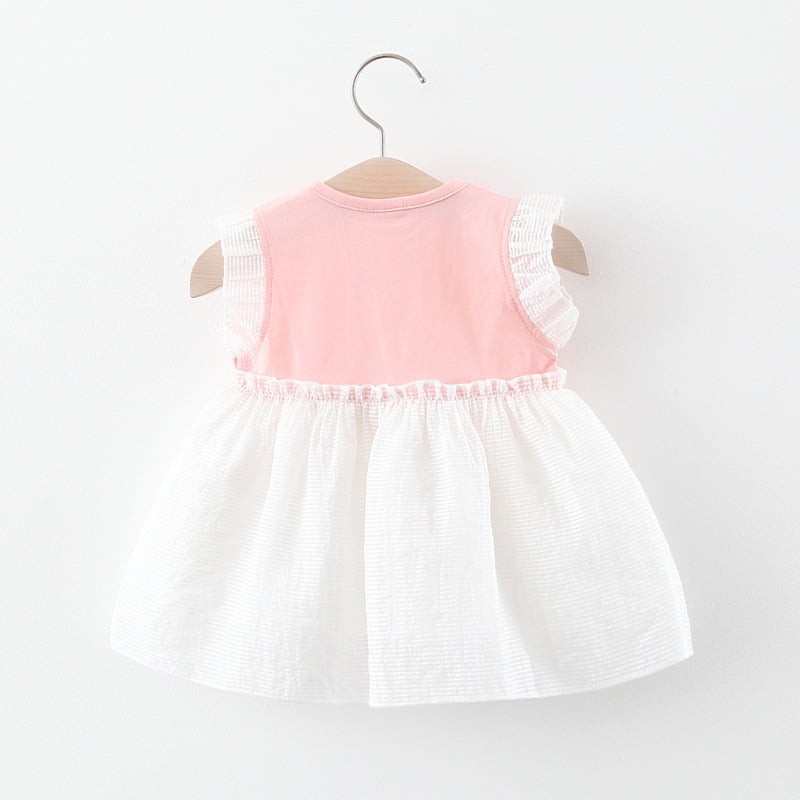 [Ảnh Thật] Váy Đầm Bé Gái giả Yếm Cộc Tay Cánh Tiên Qủa Dâu Dáng Baby doll, Chất Lụa Tơ Mềm Mịn Mặc Hè anna store