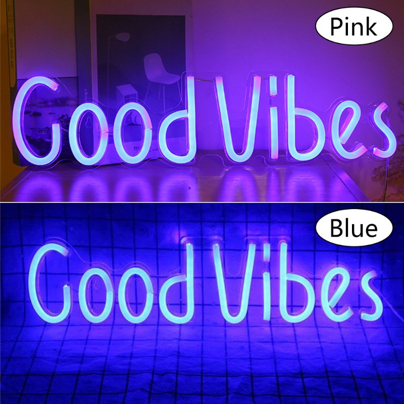 Utake Decorative Wall Tapestry, Good Vibes Only Words in Neon Light for Room Outdoor