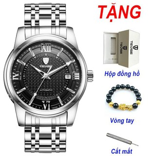 Đồng hồ chạy cơ Automatic nam dây thép TEVISE Cao Cấp T805A ( dây trắng mặt đen )