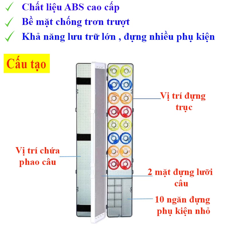 Hộp Đựng Phụ Kiện Câu Đài - Hộp đựng phao câu cá ABS đa năng kèm trục Silicon cao cấp HPK-13