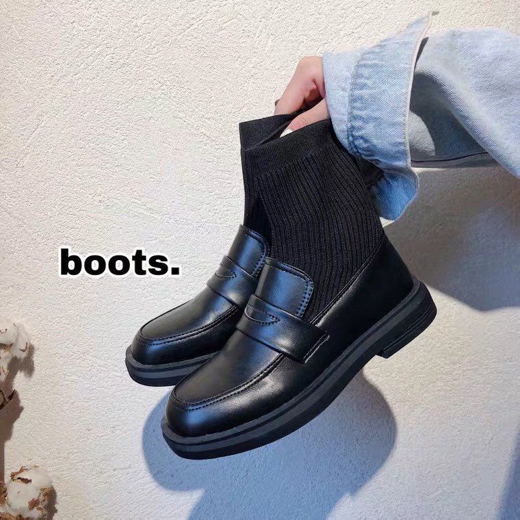 (ORDER) Giày boots Martin nữ cao cổ giả tất style Hong Kong retro cá tính (NEW ARRIVALS)