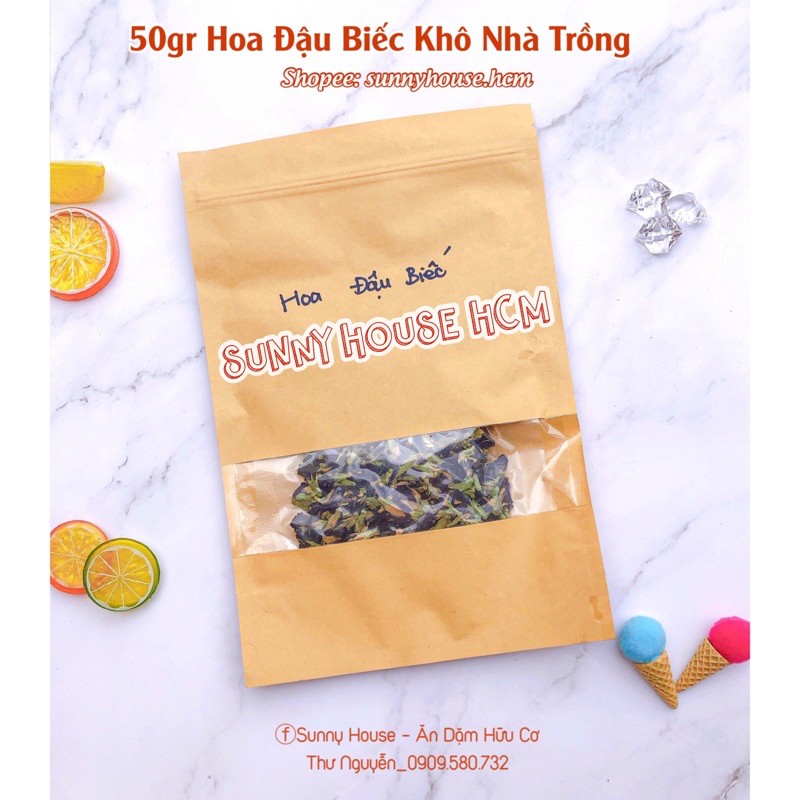 50g Hoa đậu biếc khô nhà trồng (tạo màu làm cơm, làm bánh cho bé)