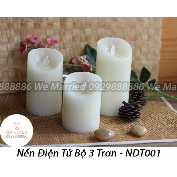 Nến Điện Tử Bộ 3 Trơn (ảnh+video thật)