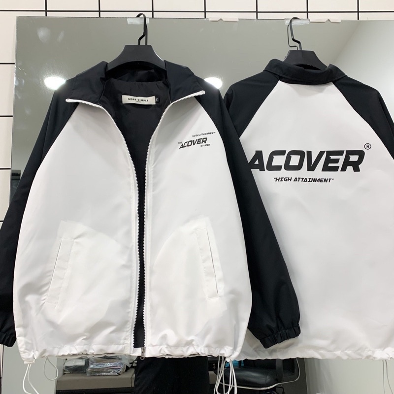 Áo Khoác Dù 2 lớp Form Rộng ACOVER - SWEEDER màu TRẮNG  Nam Nữ Unisex  Áo Jacket dây kéo Ulzzang