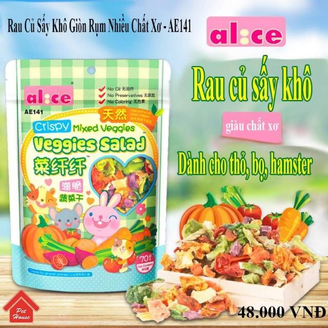 Rau củ sấy khô giòn tan Crispy cho hamster, thỏ và bọ ú