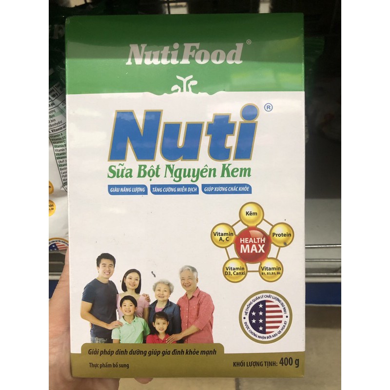 Sữa bột nguyên kem Nuti hộp giấy 400g