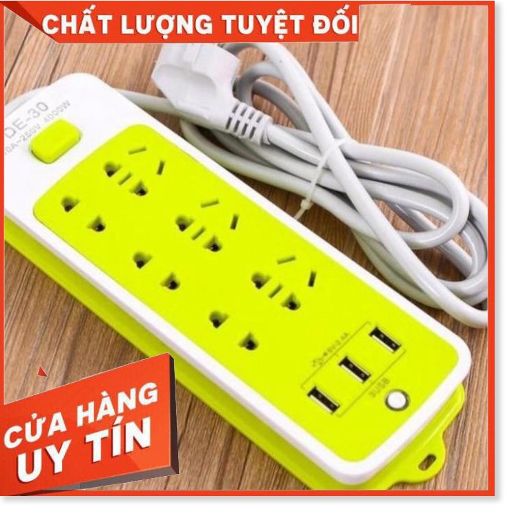 Ổ Cắm Điện Đa Năng 6 Phích & 3 Cổng Sạc USB Tích Hợp Nhiều Tính Năng 5*