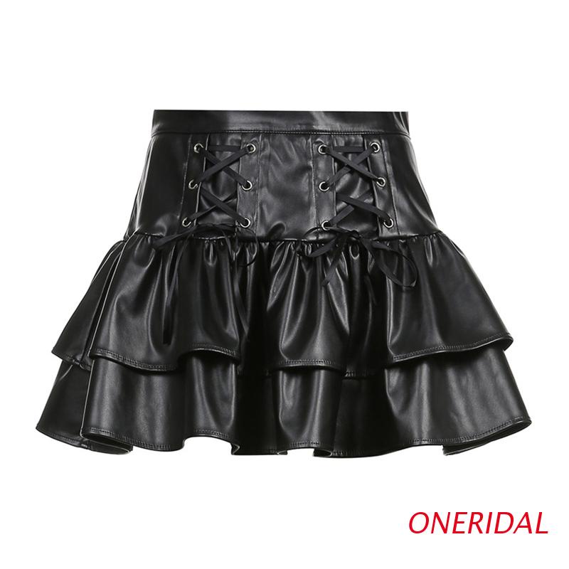 Chân váy da PU lưng cao thời trang dành cho nữ