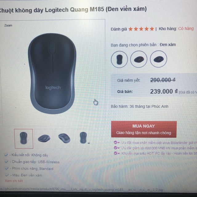 [2ndhand] chuột không dây Logitech M185 silent - đã qua sử dụng