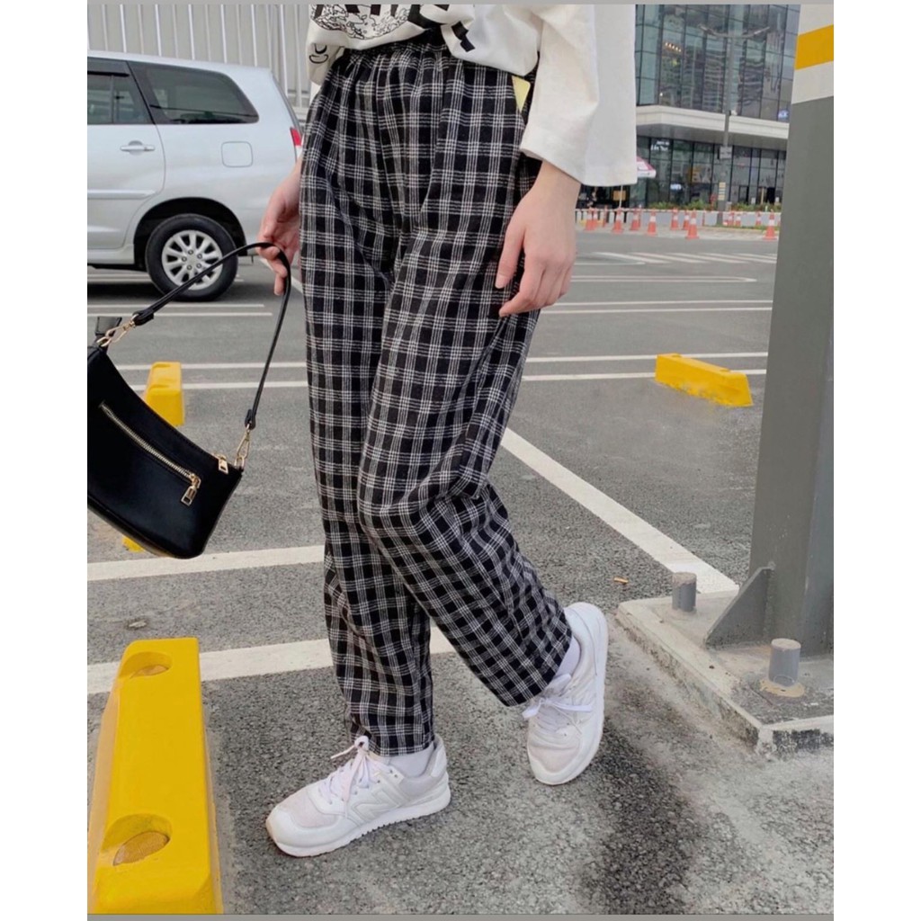 QUẦN CARO VINTAGE SỌC NHỎ DÁNG SUÔNG UNISEX