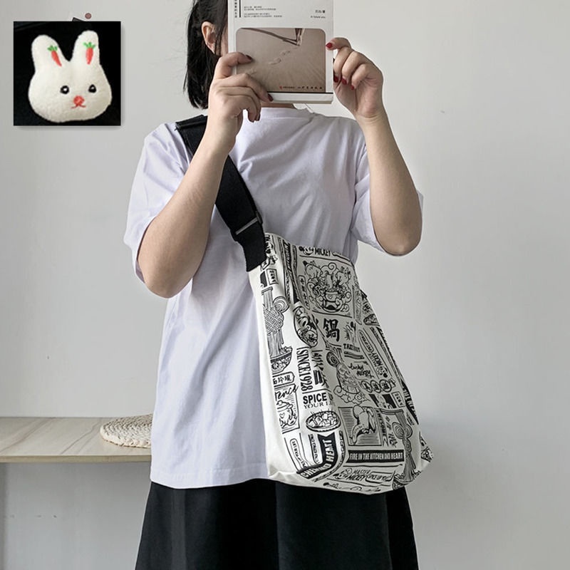 Túi Đeo Chéo Vải Canvas Thiết Kế Đơn Giản Dễ Phối Đồ Cho Nữ