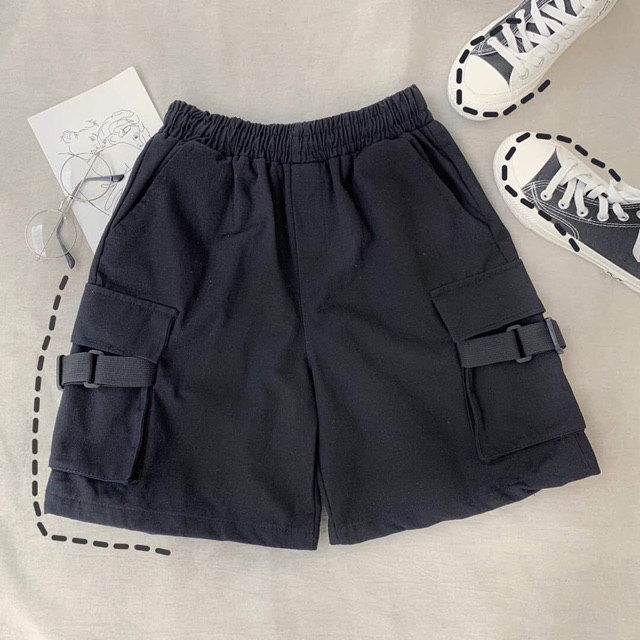 Quần SHORT KAKI TÚI HỘP Dây Kéo Unisex Nam, Nữ Ulzzang