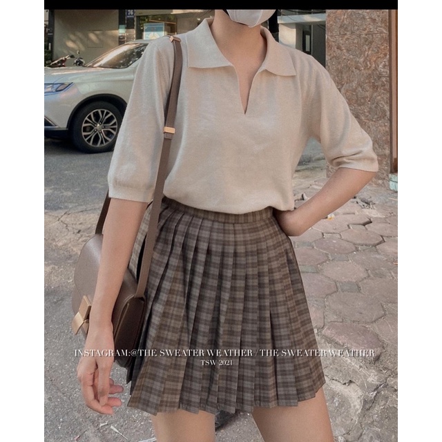 (Ảnh thật) Chân váy tennis xếp ly nhỏ dáng ngắn kẻ caro 02 the.sweaterweather TSW | BigBuy360 - bigbuy360.vn