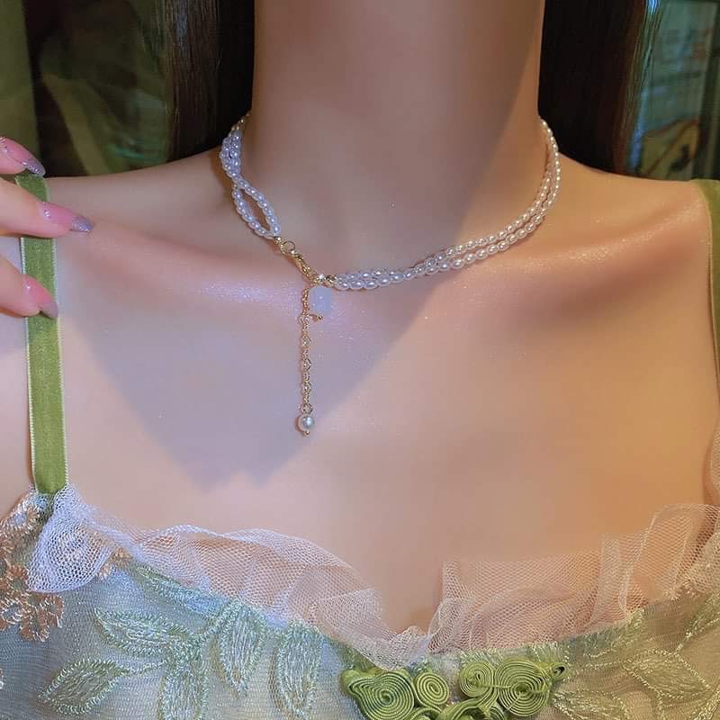 Choker-dây chuyền chuỗi ngọc nhân tạo