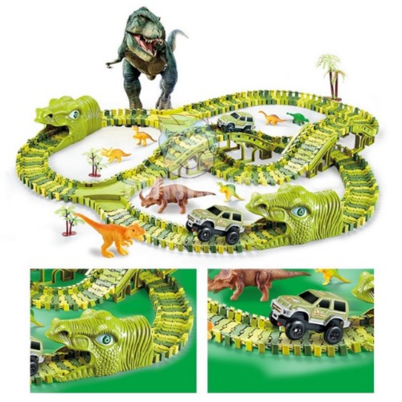 Bộ đồ chơi lắp ráp đường ray khủng long cỡ lớn 240 chi tiết cho bé từ 3 tuổi trở lên