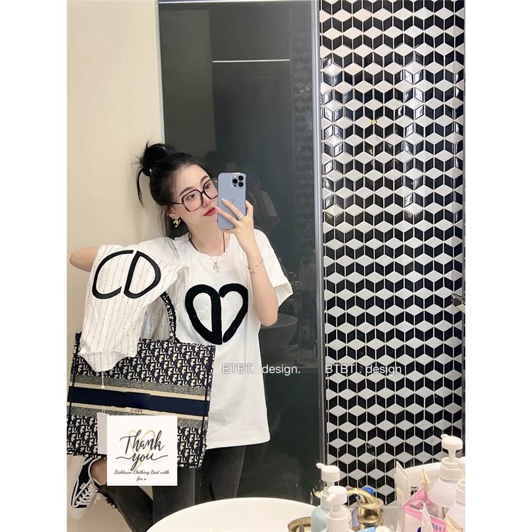Set quần ống rộng tôn dáng, bộ áo trắng in hình trái tim , bộ quần suông họa tiết dior, set nữ mặc nhà, đi chơi xinh xắn