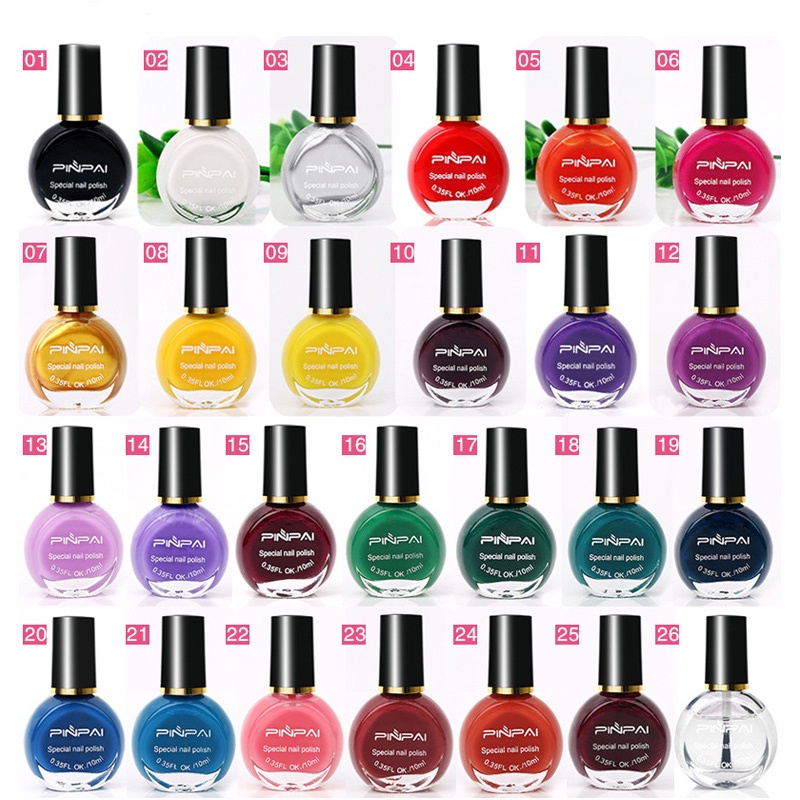 Sơn in móng Pinpai 10ml/lọ 26 màu, sơn in chuyên dụng cho khuôn in, phụ kiện nail salon