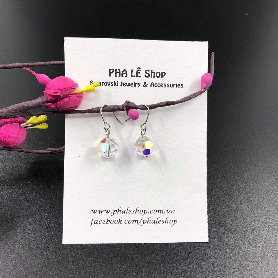 Bông Tai Pha Lê Tròn 08mm Được Thiết Kế Từ Pha Lê Swarovski