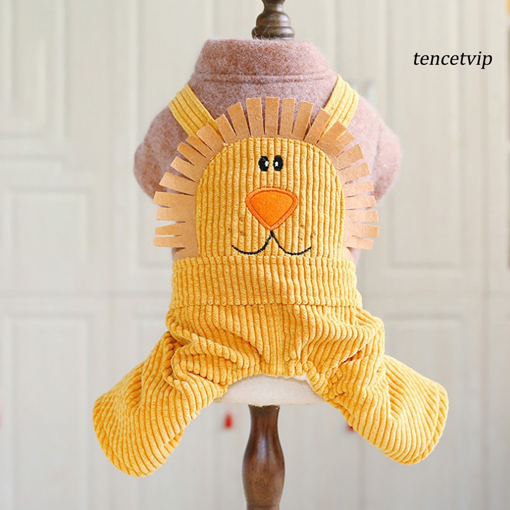 Áo liền quần mùa đông bằng vải cotton polyester hình gấu sư tử hoạt hình dễ thương cho cún cưng