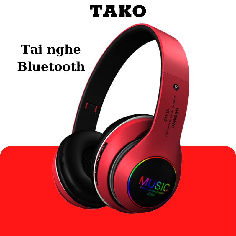 Tai nghe chụp tai Headphone bluetooth không dây ST - L63, có khe gắn thẻ nhớ, âm bass lớn