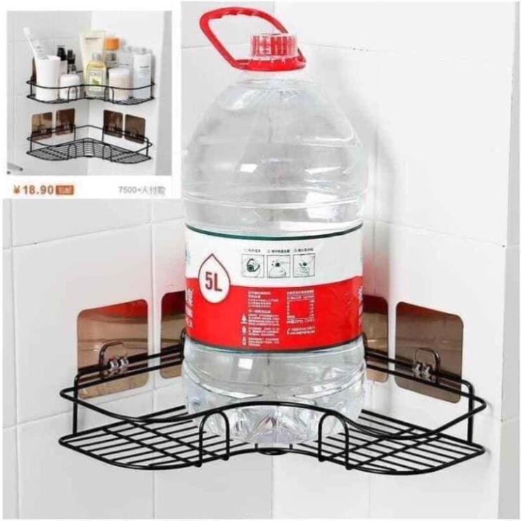 Kệ góc sắt đen để trong nhà tắm, có dán cường lực cực chắc chắn, chống rỉ, sơn tĩnh điện bền đẹp - TongkhoGiaDung