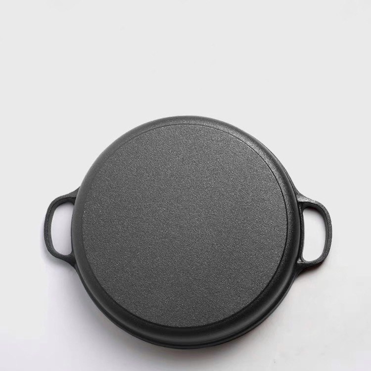 Chảo gang dùng trên bếp từ, chảo gang thô thủ công 2 quai chống dinh tự nhiên LIINKITCHEN