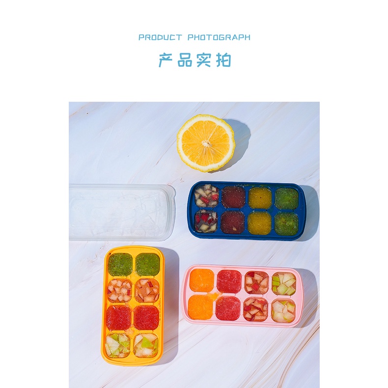 Khuôn Silicone Làm Đá 8 Ngăn Có Nắp Đậy Tiện Dụng