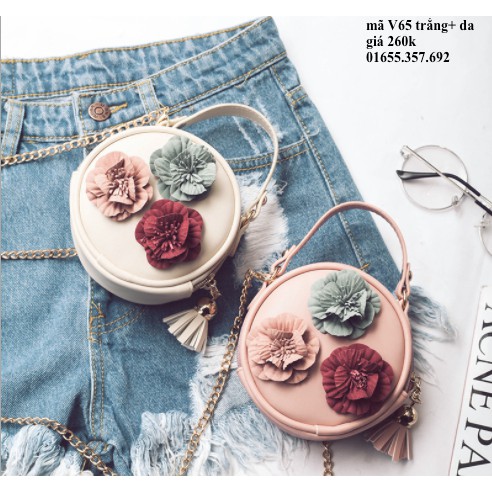 Túi đeo chéo hoa trà, túi xách mini hoa nổi họa tiết dễ thương