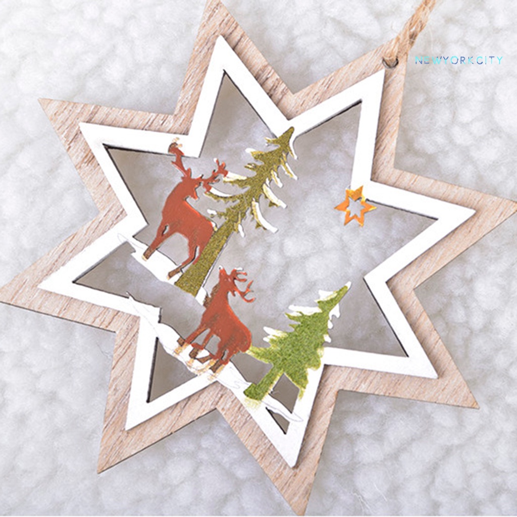 Phụ Kiện Trang Trí Giáng Sinh Bằng Gỗ Thiết Kế Khoét Rỗng Độc Đáo