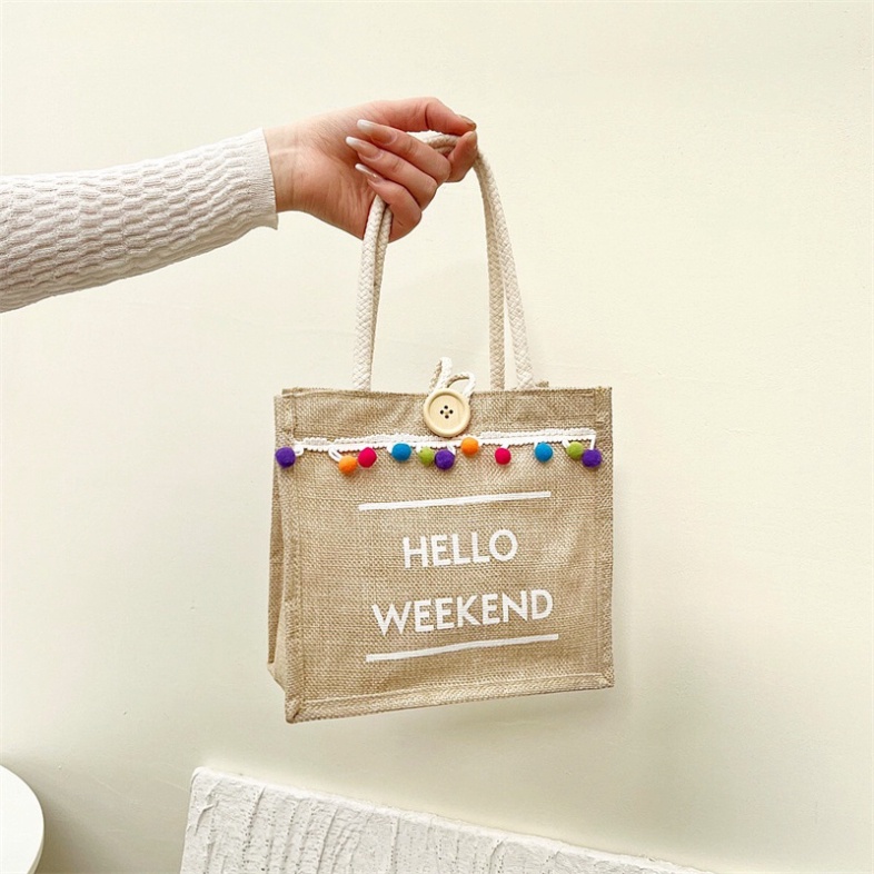 Túi Cói Đi Biển Mini size nhỏ vintage đẹp Merci Tote đi chơi du lịch LUHAZO  cao cấp loại 1 Quảng Châu  hello weekend K5