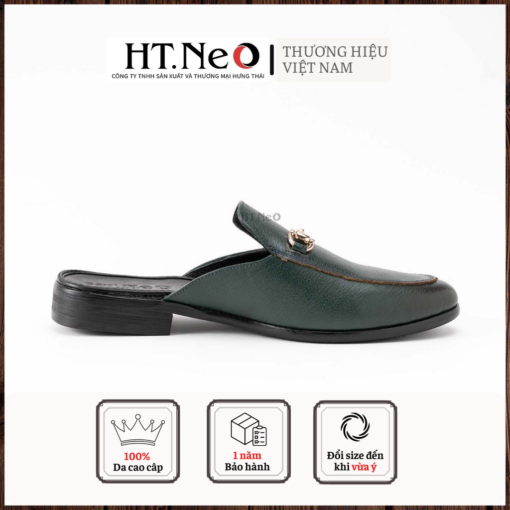 Giày sục nam - Giày mules nam HT.NEO Đế phíp, quai kim loại cùng da bò thật tạo nến sự quý phái, thu hút và sang S003