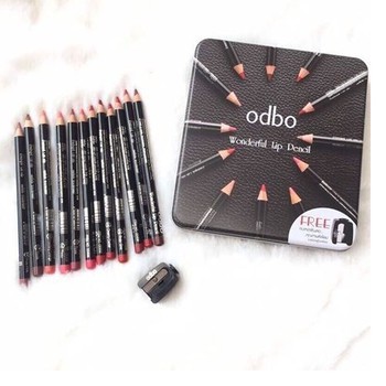 Hộp Chì Kẻ Môi Odbo Wonderful Lip Pencil Thái Lan 12 cây tặng kèm chuốt chì