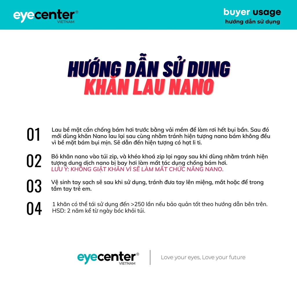 Khăn lau Nano chống bám hơi nước cao cấp nhập khẩu by Eye Center Vietnam