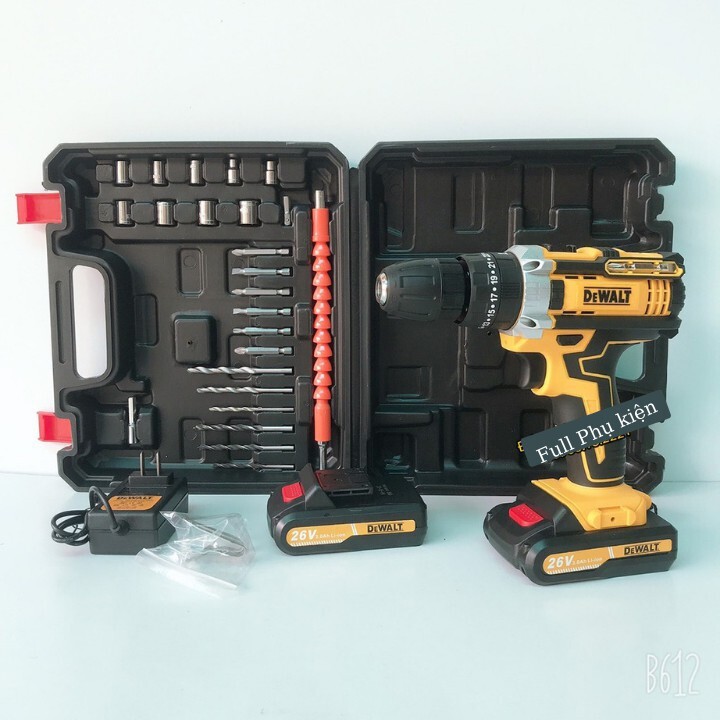 Máy khoan pin Dewalt 26V - 3 CHỨC NĂNG: Khoan tường, săt, gỗ - Bắt vít - Bắn tôn - Tặng kèm Bộ phụ kiện 25 chi tiết _ Nh