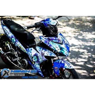 Decal tem trùm xe exciter 150 mẫu sư tử xanh