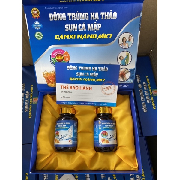 Viên uống Đông trùng hạ thảo Sụn cá mập Canxi nano MK7 - Hộp 2 lọ cao cấp x 30 viên