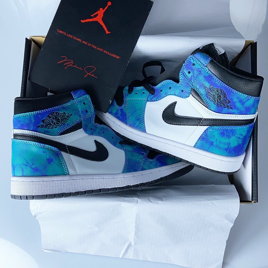 🎁⚡️ [Fullbox &Bill] Giày thể thao AIR JORDAN 1 Retro High Tie Dye xanh dương cao cổ nhiều màu (zeps1.1) HOT