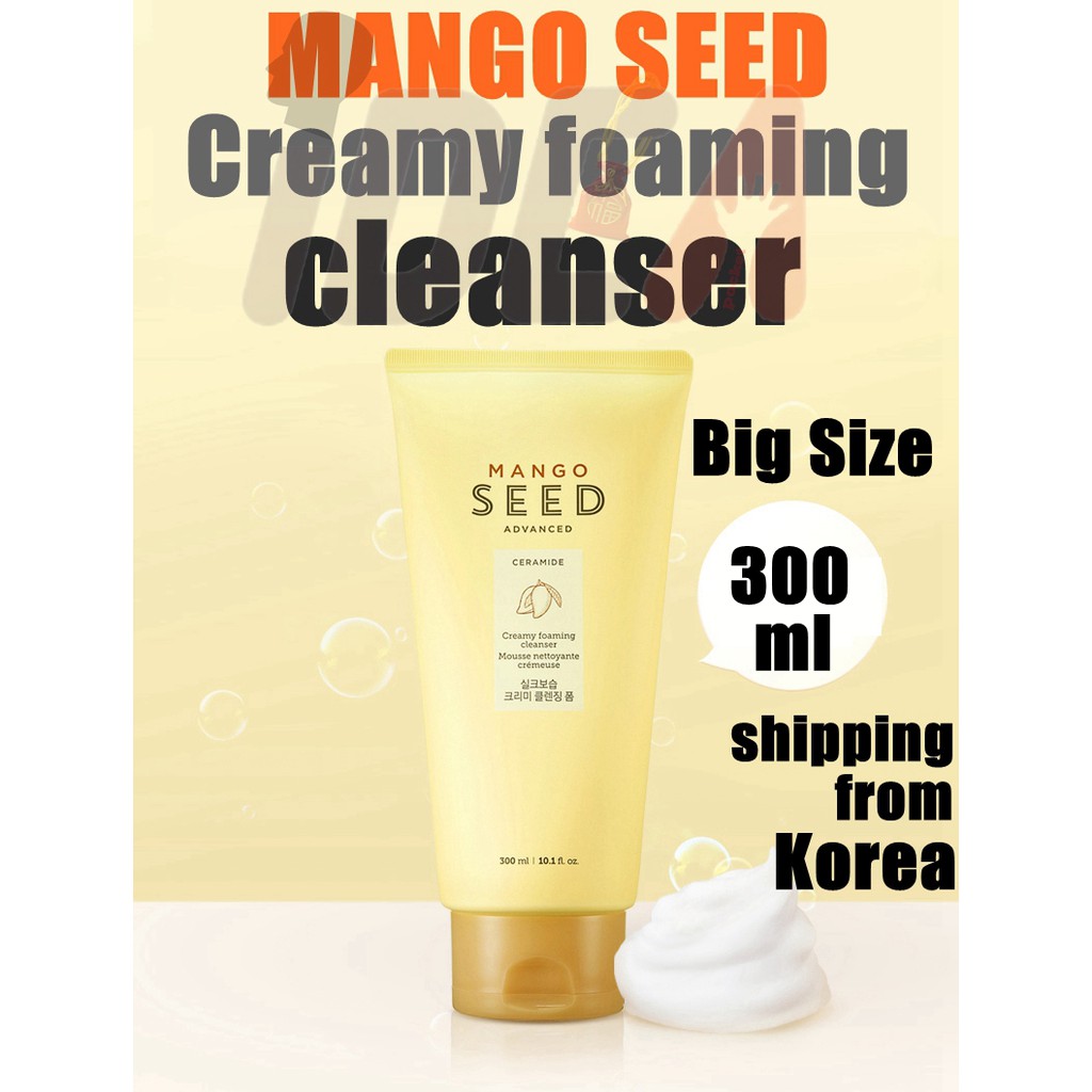THE FACE SHOP (Hàng Mới Về) Sữa Rửa Mặt Tạo Bọt Chiết Xuất Xoài 300ml//Mango Seed Advanced Creamy Foaming Cleanser //mango foam cleanser big size 300ml