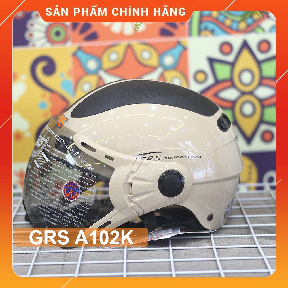 Mũ bảo hiểm nửa đầu có kính GRS A102K, nhiều màu, bảo hành 12 tháng