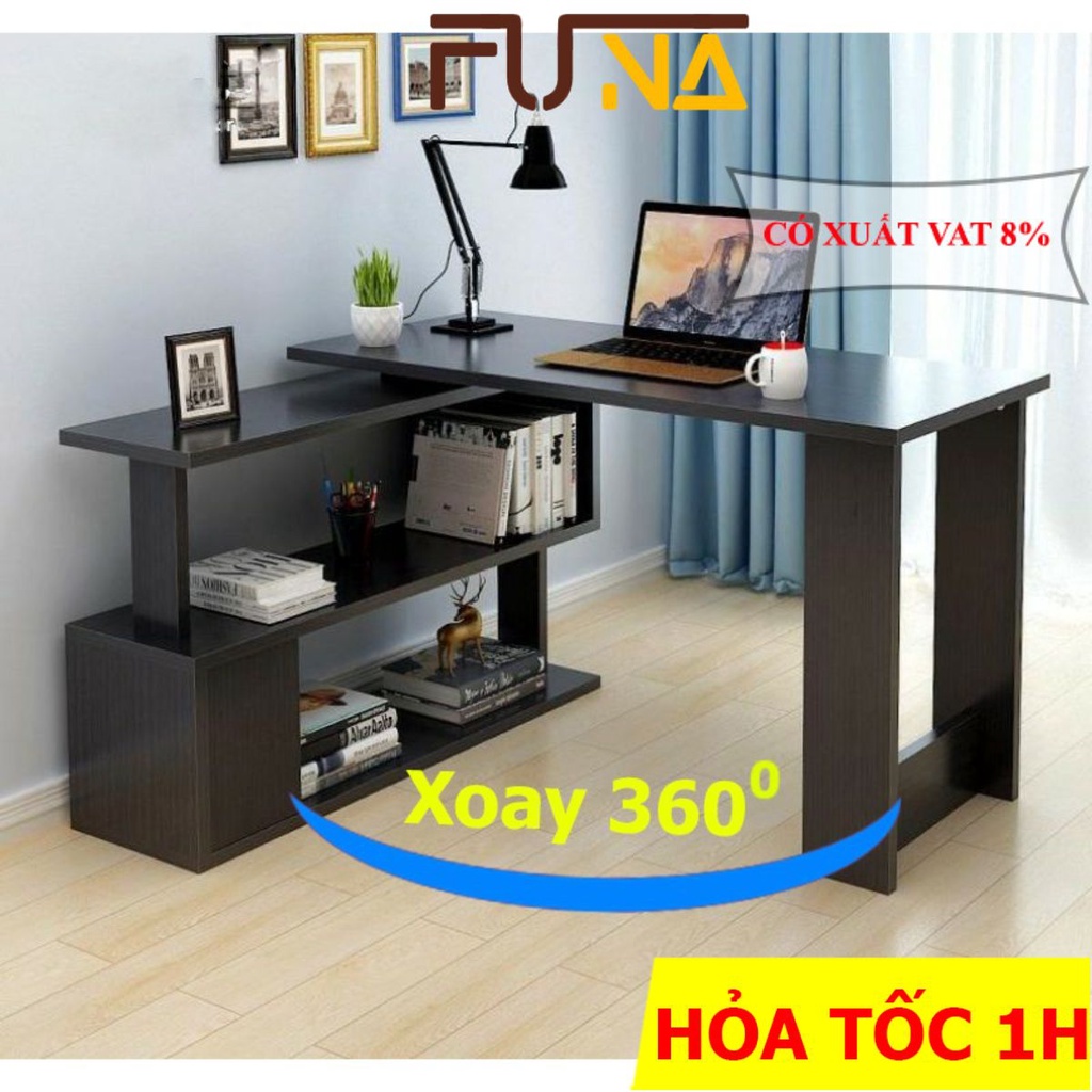 Bàn Làm Việc GỖ ANA Xoay 360 Độ Sắp Xếp Xoay Chuyển Linh Hoạt, Chất Liệu Gỗ CN MDF Phủ Melamine - BLVG04