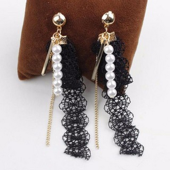 Bông tai tua rua hàn quốc khuyên tai tiểu thư ruy băng thiết kế phong cách bông tai Hàn Quốc dễ thương