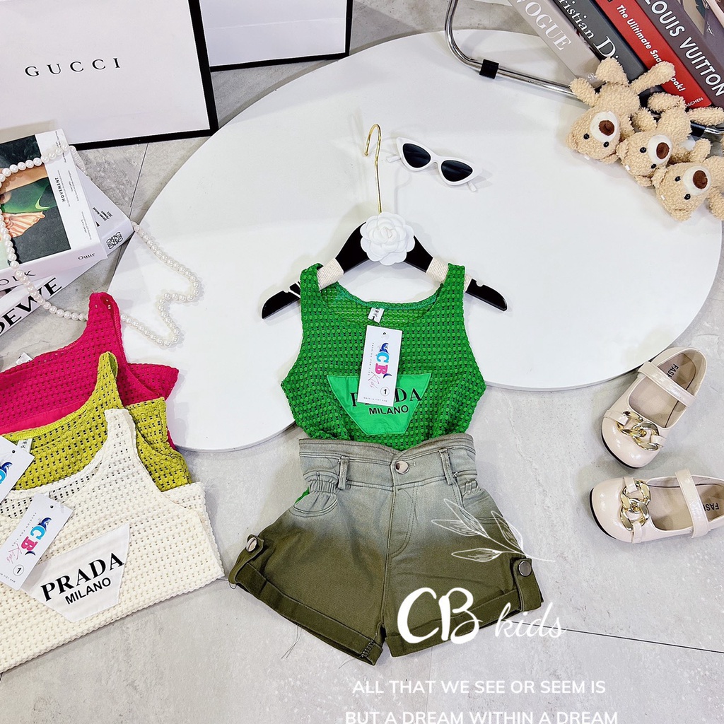 SÉT ÁO LƯỚI KÈM QUẦN JEAN BÒ PHONG CÁCH HÀN QUỐC CHO BÉ GÁI