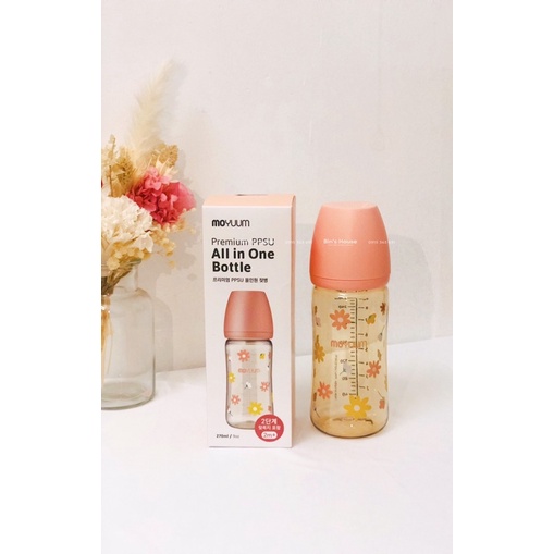 Bình sữa Moyuum hoạ tiết hoa cúc_ Daisy Edition_170ml/270ml núm chọn size free