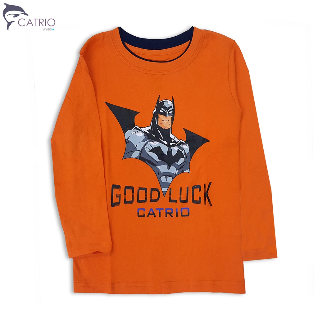 Áo dài tay bé trai, áo thun thu đông cho bé trai Catrio in siêu nhân G.Luck 5-8 tuổi