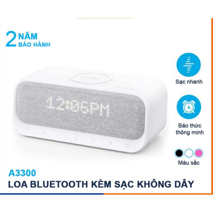 Loa bluetooth ANKER Kèm Dock sạc không dây + đồng hồ A3300 cho iPhone Samsung Oppo Xiaomi IP xs max 11 12 pro max mini