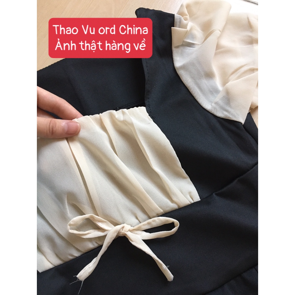 Váy Tiểu Thư Tay Ngực Trắng Dáng Dài, Đầm Mặc Đi Học Đi Làm, Hàng Quảng Châu Chất Đẹp