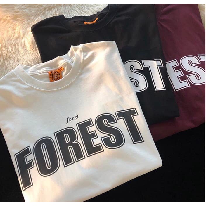 Áo phông nam nữ form rộng 2N Unisex thun cotton Forest trắng/đen/đỏ