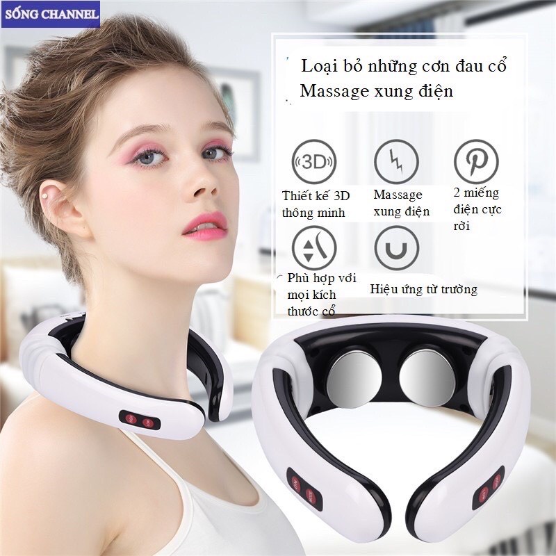 Quạt đeo cổ mini không cánh thổi 360 độ có 3 chế độ gió , Dáng Thể Thao -Quạt tích điện mini siêu phẩm hè