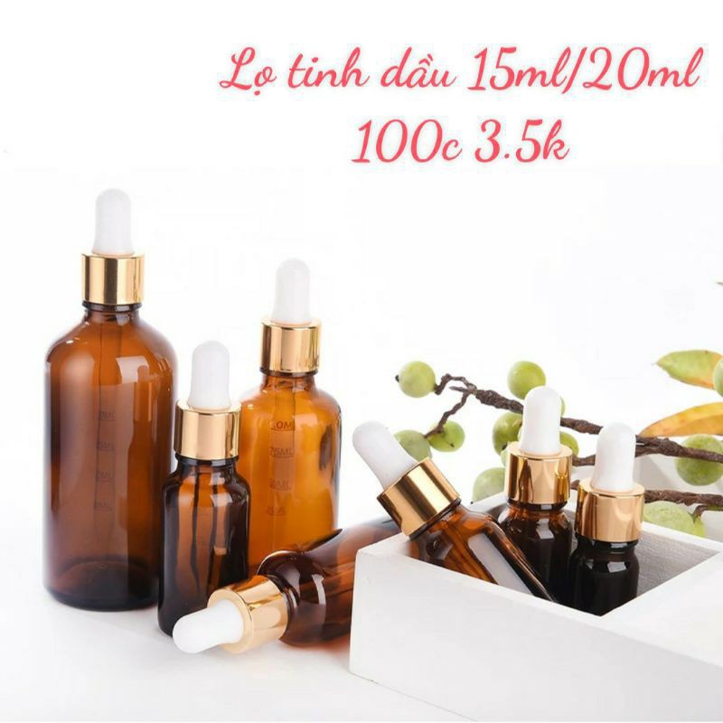 Lọ Chiết Serum ❤ RẺ VÔ ĐỊCH ❤ [15ml,20ml] Lọ đựng tinh dầu bóp giọt khoen vàng, phụ kiện du lịch