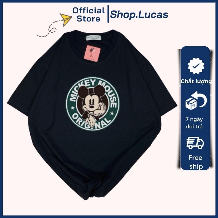 Áo Thun Nam Nữ Áo phông Unisex vải cotton thoáng mát cổ tròn bigsize XXL 2XL Mickey tròn - shop.lucas